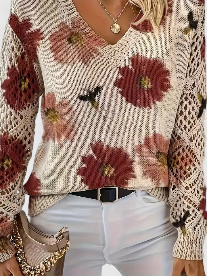 Aurélie | Pull élégant et stylé avec magnifique motif de fleurs