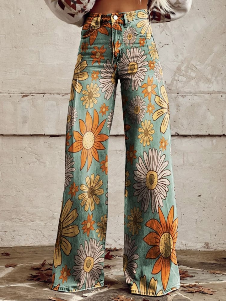 Pantalon Wijde-Pantalon Festival Daisy Bloom pour un look élégant et confortable