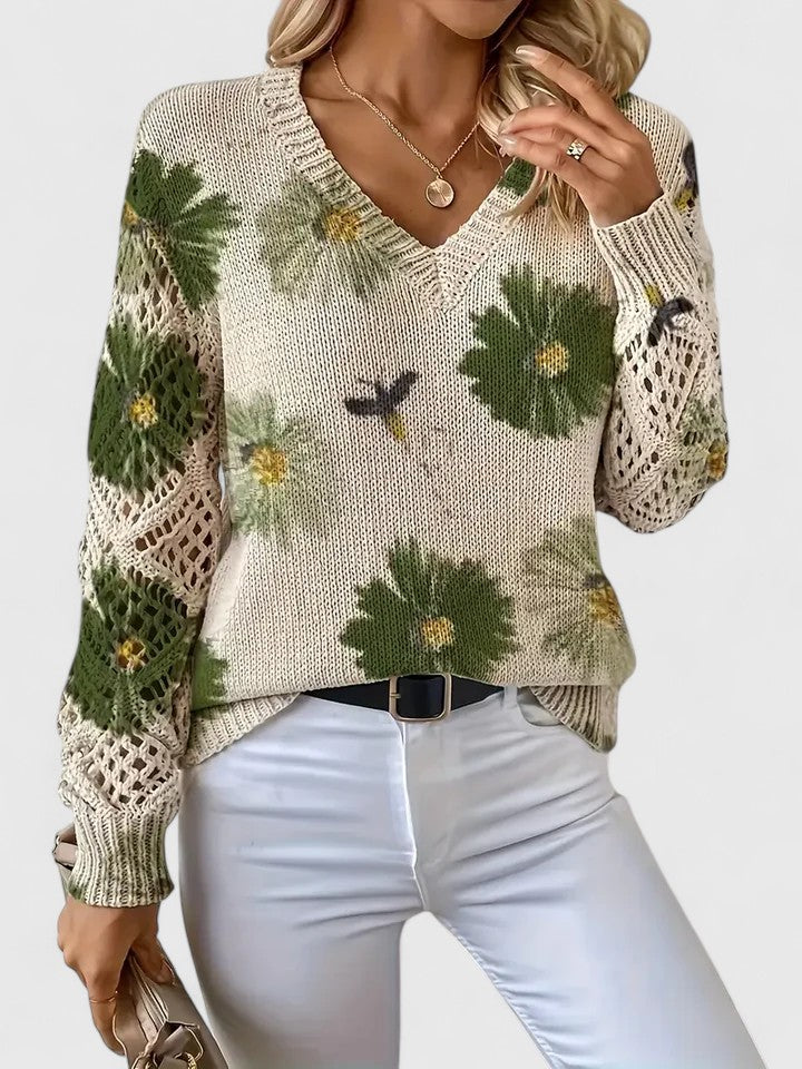 Aurélie | Pull élégant et stylé avec magnifique motif de fleurs