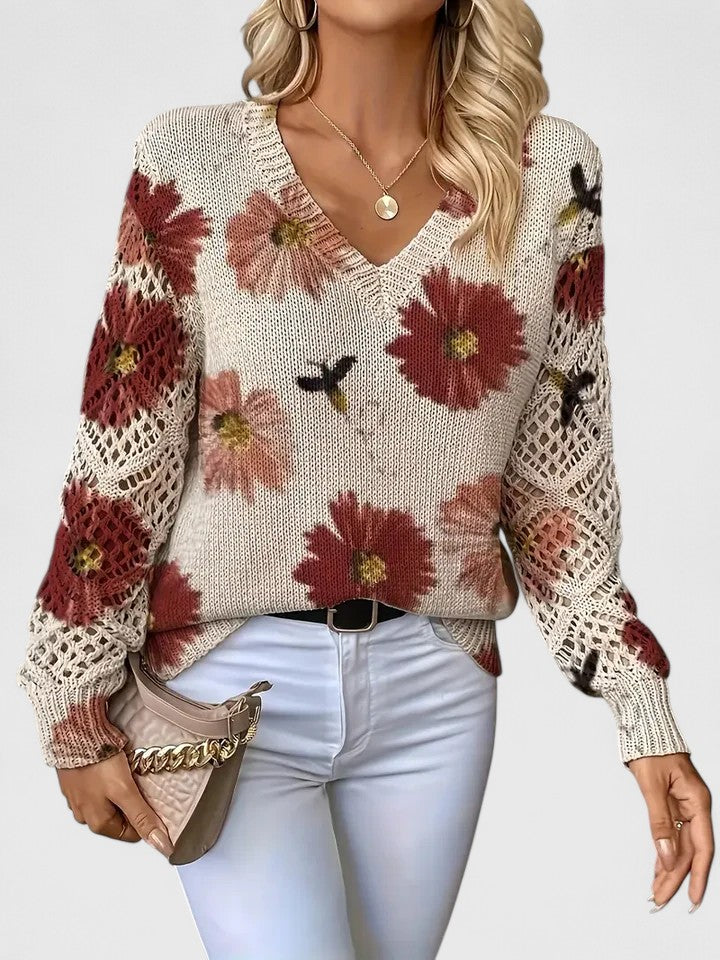 Aurélie | Pull élégant et stylé avec magnifique motif de fleurs