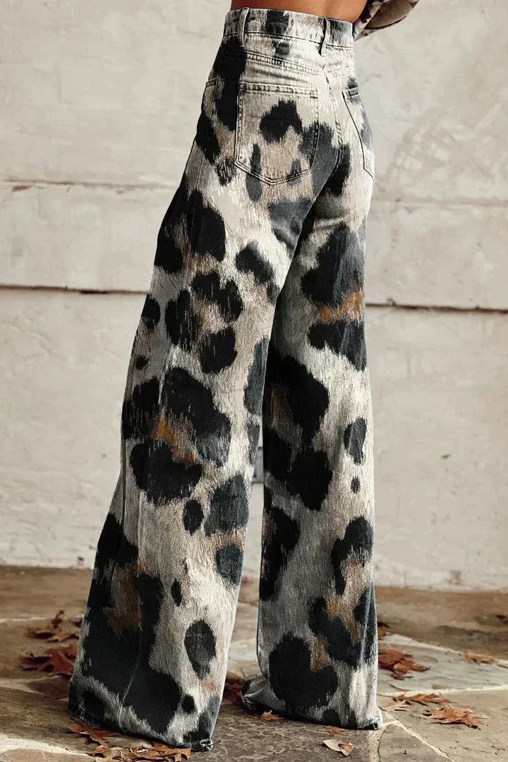 Harper | Wilde Brosse Pantalon flare à imprimé léopard pour un look tendance et élégant