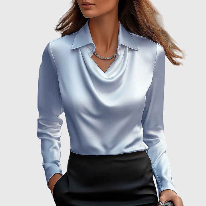 Sylvie | Blouse élégante avec un éclat brillant et un col plissé stylé