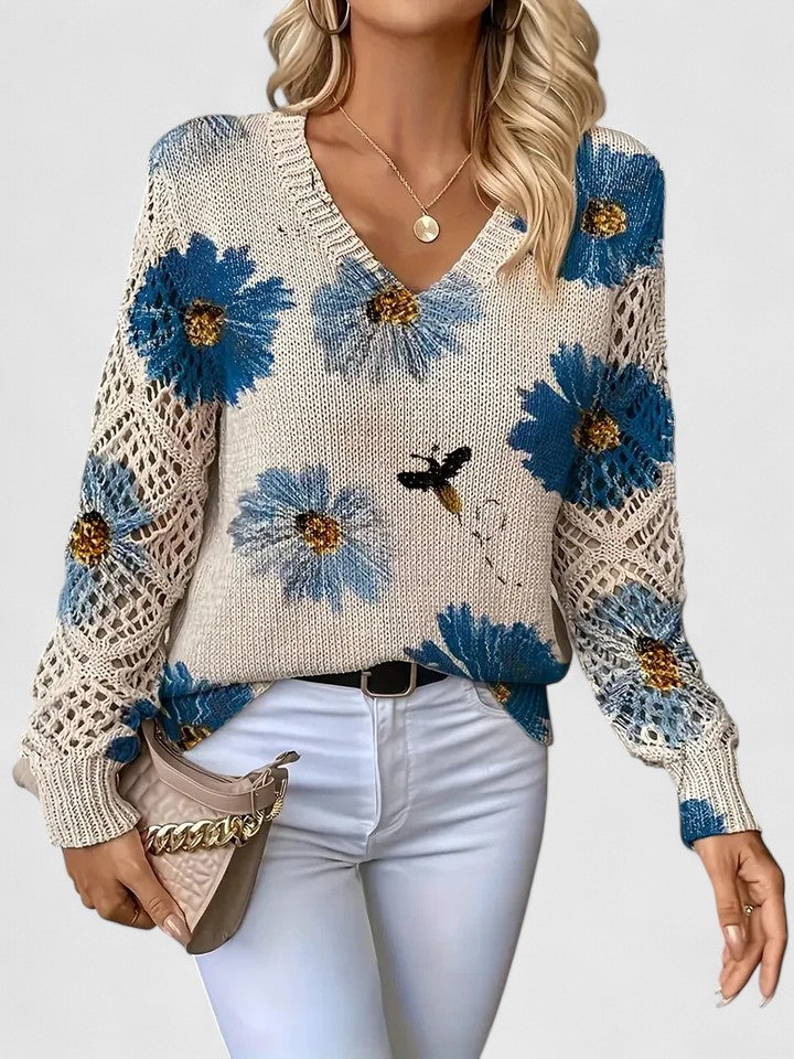 Aurélie | Pull élégant et stylé avec magnifique motif de fleurs