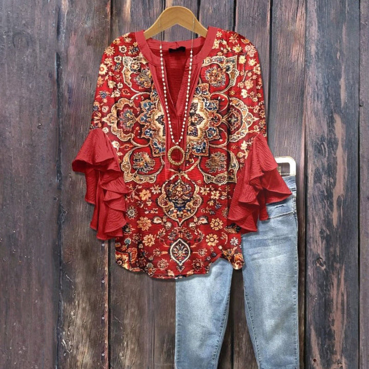Blouse Vintage Élégante à Imprimé Floral pour un Style Unique