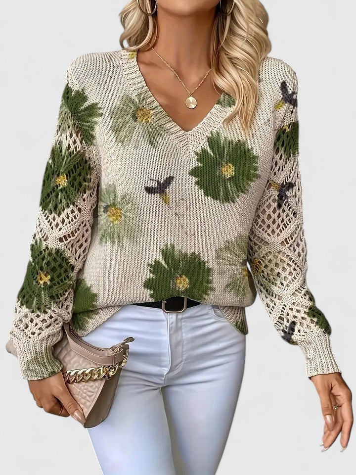 Aurélie | Pull élégant et stylé avec magnifique motif de fleurs