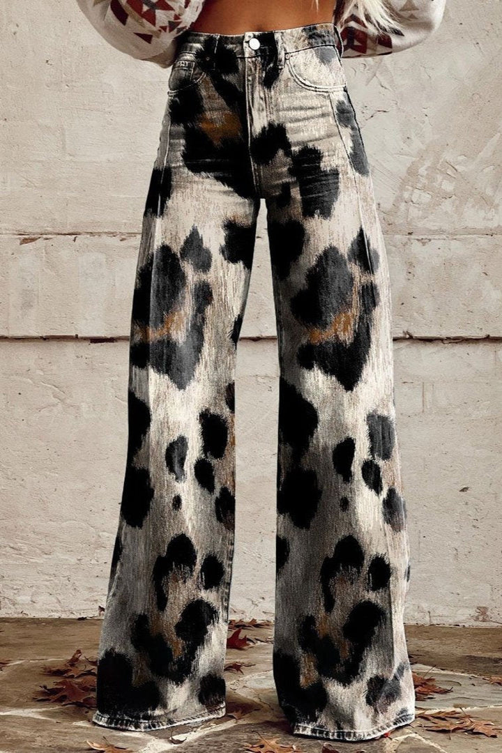 Harper | Wilde Brosse Pantalon flare à imprimé léopard pour un look tendance et élégant