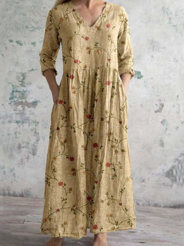 Robe Maxi Élégante Celestine avec Charmant Imprimé Fleuri Vintage