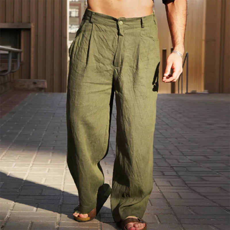 Linnen broek met wijde pijpen