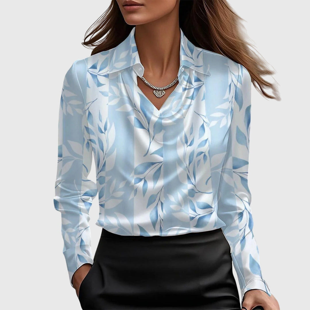 Sylvie | Blouse élégante avec un éclat brillant et un col plissé stylé