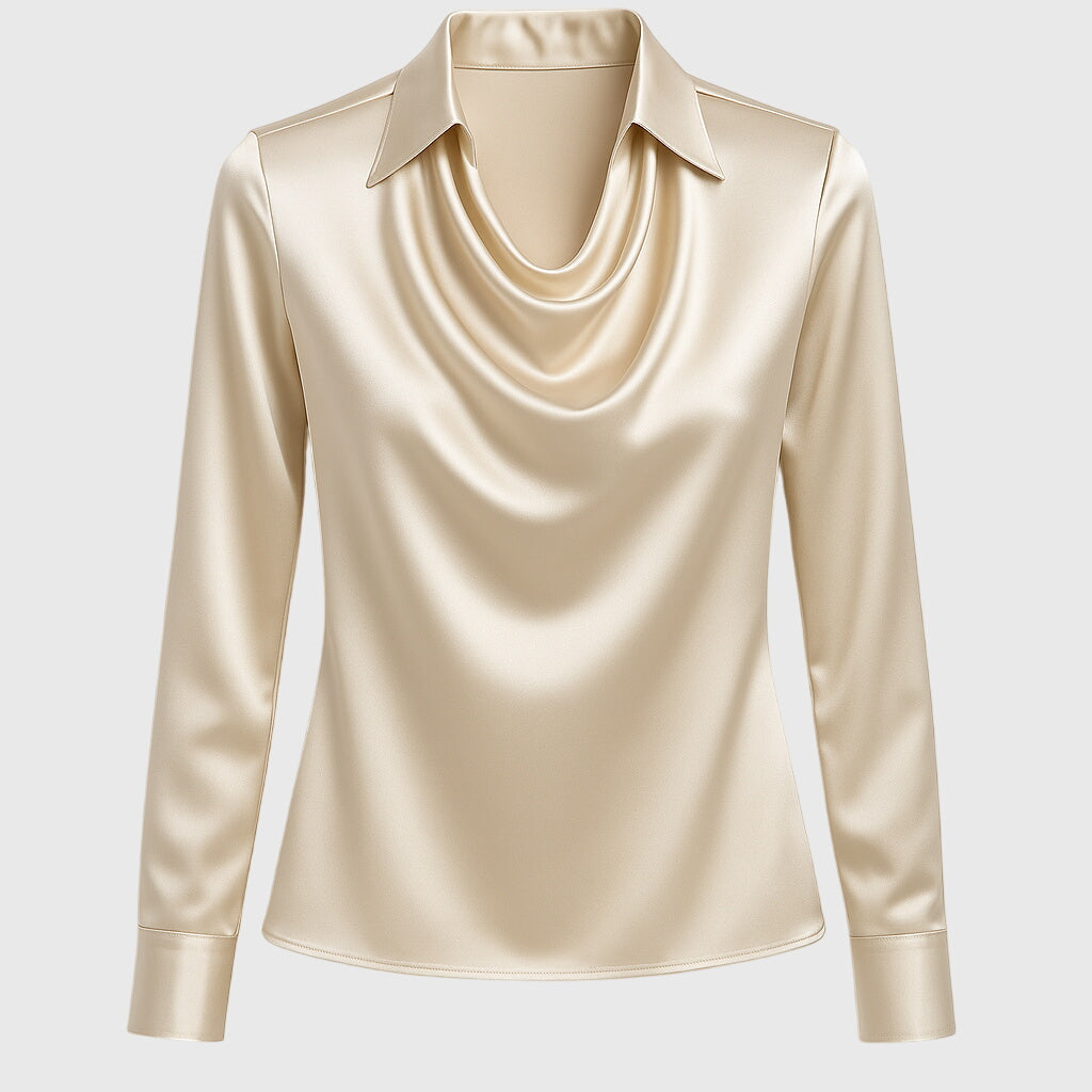 Sylvie | Blouse élégante avec un éclat brillant et un col plissé stylé