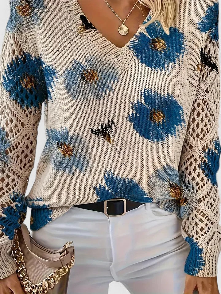Aurélie | Pull élégant et stylé avec magnifique motif de fleurs